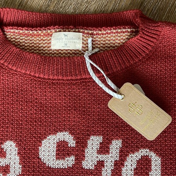 Simply southern groovy happy choose sweater Size Medium New With Tags Red - Picture 7 of 10